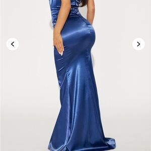 Fashion Nova Blue Backless Maxi Dress with Slit